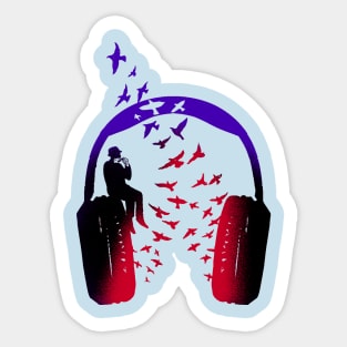 Headphone Music Harmonica Sticker